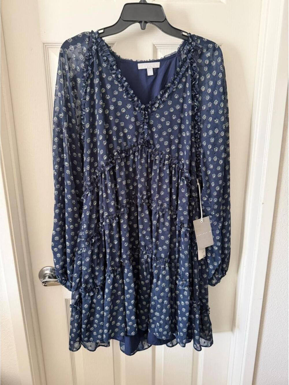 Chelsea28 Navy Floral Tiered Long-Sleeve Girls' Dress